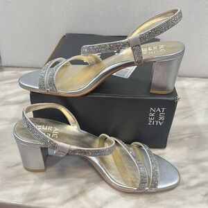 Naturalizer Silver Rhinestone Heels for Formal Events Wide/New 7.5